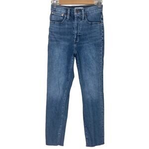 Madewell The Mom Jean High Rise Tapered Leg Raw Hem Size 25